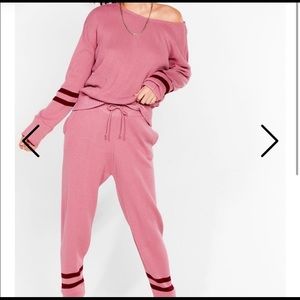Nasty Gal Knitted Striped Sweater and Jogger Set